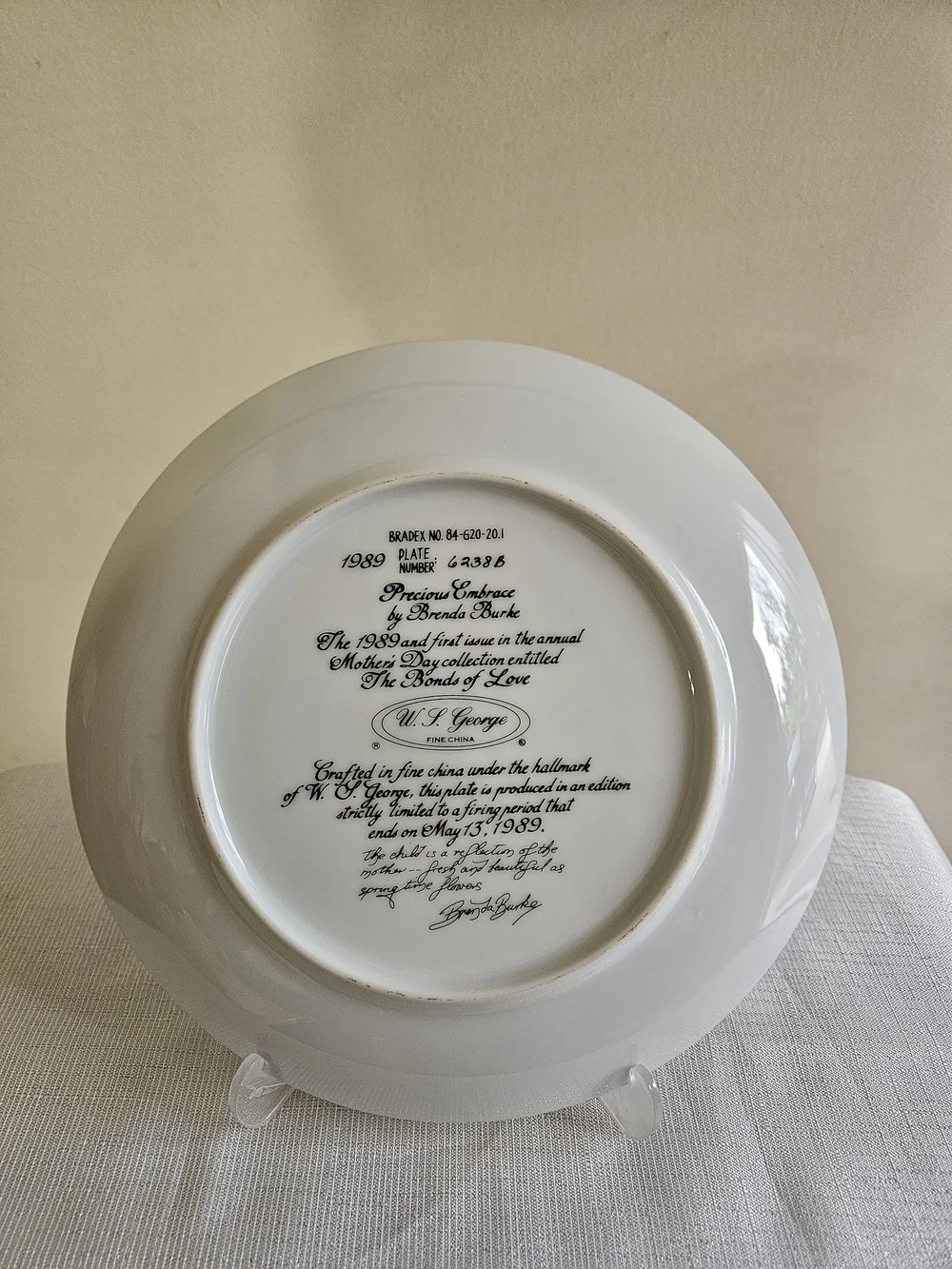 1989 Precious Embrace Porcelain Plate - First In Collection